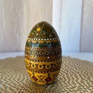 Ukrainian Russian Orthodox Religious Wooden Decorated Egg-Known as a Pysanka